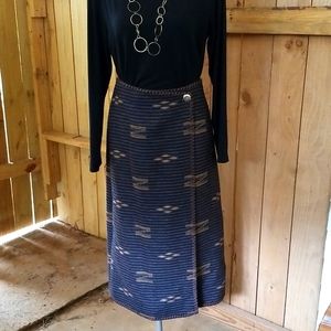 LAUREN. RALPH-Stunning leather edged blanket skirt 10 VINTAGE